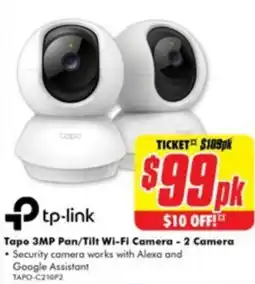 The Good Guys Tapo 3MP Pan/Tilt Wi-Fi Camera - 2 Camera offer