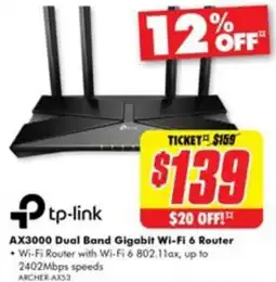 The Good Guys AX3000 Dual Band Gigabit Wi-Fi 6 Router offer