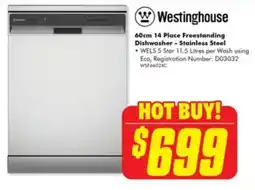 The Good Guys 60cm 14 Place Freestanding Dishwasher - Stainless Steel offer