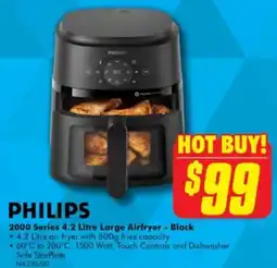 The Good Guys PHILIPS 2000 Series 4.2 Litre Large Airfryer - Black offer