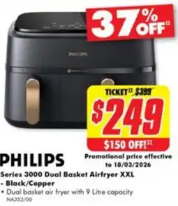 The Good Guys PHILIPS Series 3000 Dual Basket Airfryer XXL offer