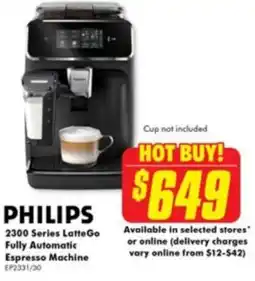 The Good Guys PHILIPS 2300 Series LatteGo Fully Automatic Espresso Machine offer