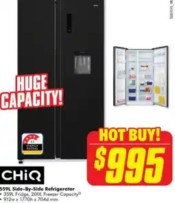 The Good Guys CHIQ 559L Side-By-Side Refrigerator offer