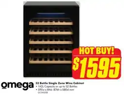 The Good Guys omega 52 Bottle Single Zone Wine Cabinet offer