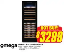 The Good Guys omega 169 Bottle Dual Zone Wine Cabinet offer
