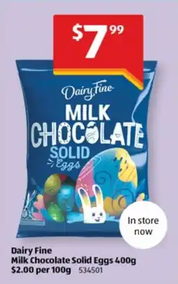 ALDI Dairy Fine Milk Chocolate Solid Eggs offer