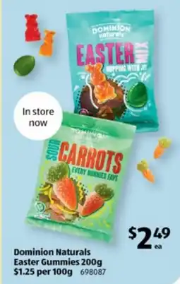 ALDI Dominion Naturals Easter Gummies offer