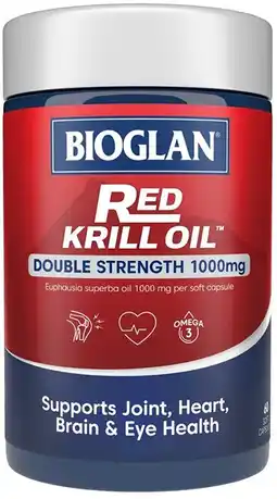 healthylife Bioglan Red Krill Oil Double Strength 1000mg 60 Capsules offer