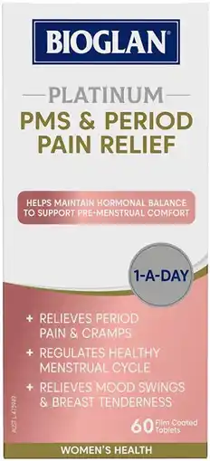 healthylife Bioglan Platinum PMS + Period Pain Relief 60 Tablets offer