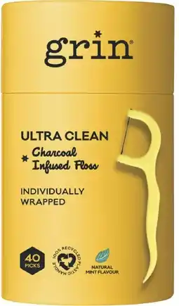healthylife Grin Charcoal Infused Dental Floss Pick Ultra Clean offer