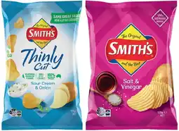 IGA Smith’s Crinkle Cut Chips 170g or Thinly Cut Chips 175g Selected Varieties offer