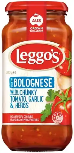 IGA Leggo’s Pasta Sauce 490‑500g Selected Varieties offer