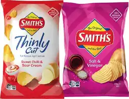 IGA Smith’s Crinkle Cut 150‑170g or Thinly Cut Chips 175g Selected Varieties offer