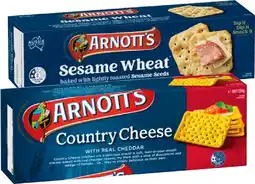 IGA Arnott’s Country Cheese, Sesame Wheat or Cheds Crackers 250g offer