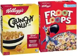 IGA Kellogg’s Cereal Crunchy Nut Corn Flakes 640g, Froot Loops 460g or Sultana Bran 700g offer