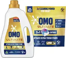 IGA OMO Ultimate Laundry Liquid 2 Litre, Powder 2kg or Capsules 28 Pack Selected Varieties offer