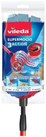 IGA Vileda Super Mocio Power Press Bucket & Wringer 1 Pack or 3 Action Mop 1 Pack offer