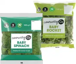 IGA Community Co Baby Spinach or Baby Rocket 100g offer
