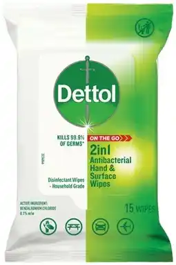 IGA Dettol 2in1 Antibacterial Hands & Surface Wipes offer