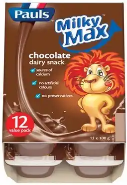 IGA Pauls Milky Max Chocolate Dairy Snack or Chocolate Mousse 12 Pack offer