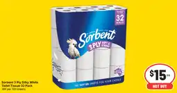 IGA Sorbent 3 Ply Silky White Toilet Tissue offer