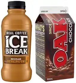 IGA Ice Break Real Coffee 500mL or Oak Flavoured Milk 600mL Selected Varieties offer