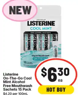 IGA Listerine On-The-Go Cool Mint Alcohol Free Mouthwash Sachets offer