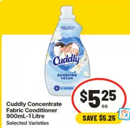 IGA Cuddly Concentrate Fabric Conditioner offer