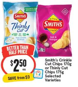 IGA Smith's Crinkle Cut Chips or Thinly Cut Chips offer