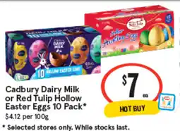 IGA Cadbury Dairy Milk or Red Tulip Hollow Easter Eggs offer