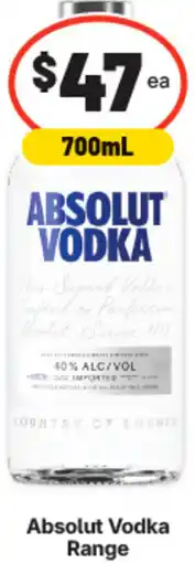 IGA Absolut Vodka Range offer