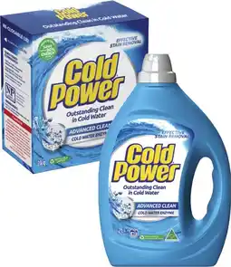 Coles Cold Power Laundry Liquid 2 Litre or Powder 2kg offer