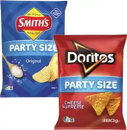 Coles Smith's Crinkle Cut Potato Chips or Doritos Big Bag 380g offer