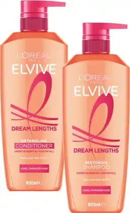Coles L'Oréal Elvive Dream Lengths Shampoo or Conditioner 800mL offer