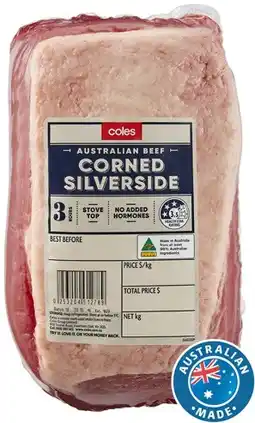 Coles Coles Australian No Added Hormones Beef Corned Silverside offer