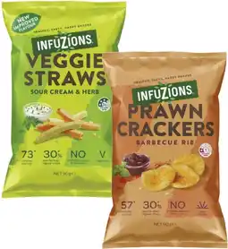 Coles Infuzions Veggie Straws or Crackers 90g offer