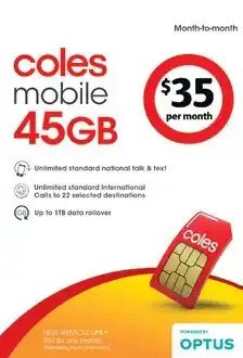 Coles Coles Mobile $35 Month to Month SIM offer