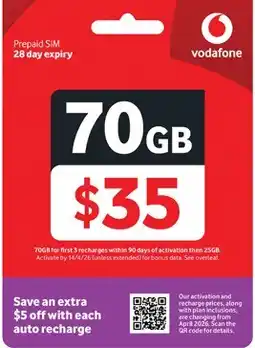 Coles Vodafone $35 Prepaid SIM offer