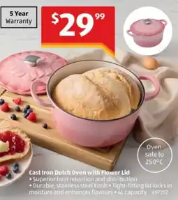 ALDI Cast Iron Dutch Oven with Flower Lid offer