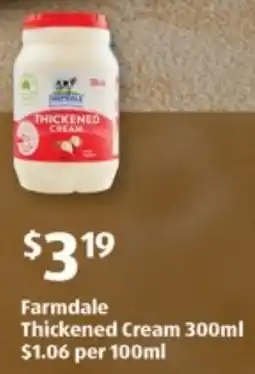 ALDI Farmdale Thickened Cream offer