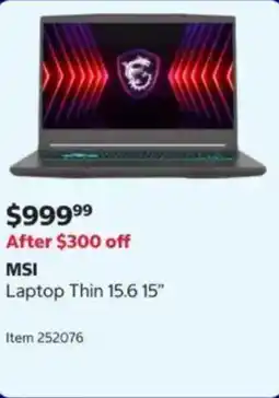 Costco MSI Laptop Thin 15.6 15" offer