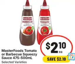 IGA MasterFoods Tomato or Barbecue Squeezy Sauce offer