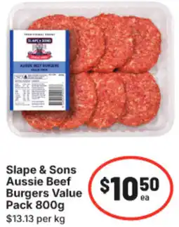 IGA Slape & Sons Aussie Beef Burgers Value Pack offer