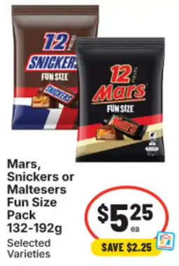 IGA Mars, Snickers or Maltesers Fun Size Pack offer