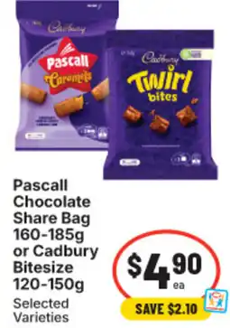 IGA Pascall Chocolate Share Bag or Cadbury Bitesize offer
