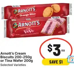 IGA Arnott's Cream Biscuits or Tina Wafer offer
