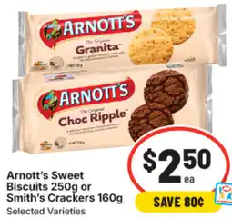 IGA Arnott's Sweet Biscuits or Smith's Crackers offer