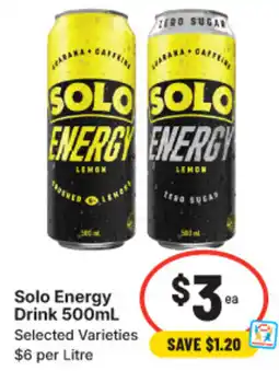 IGA Solo Energy Drink offer