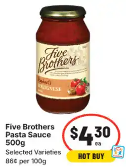IGA Five Brothers Pasta Sauce offer