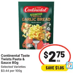 IGA Continental Taste Twists Pasta & Sauce offer